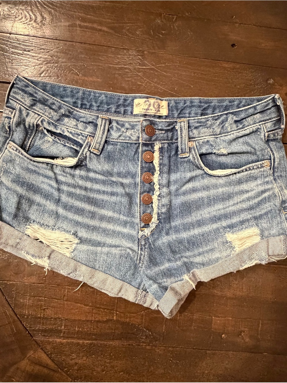 Free People - We The Free - Distressed Denim Shorts - Size 29